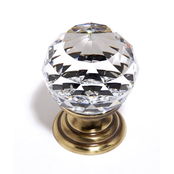Alno Crystal Spherical Knob - Clear / Polished Antique