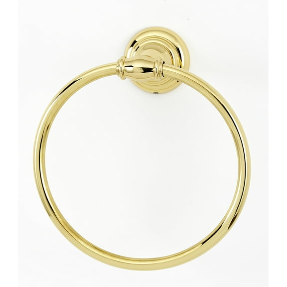 Alno A6740 Charlie's 6" Round Traditional Solid Brass Bathroom Towel Ring - Brass