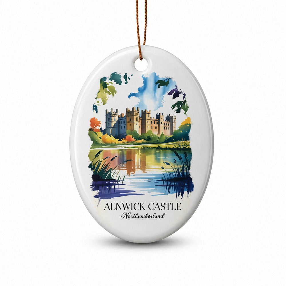 Alnwick Castle Christmas Memory Oval Ornament, Northumberland Travel ...