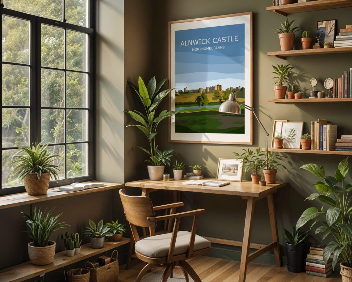 Alnwick Castle Poster, Northumberland Landscape, North East Coast ...
