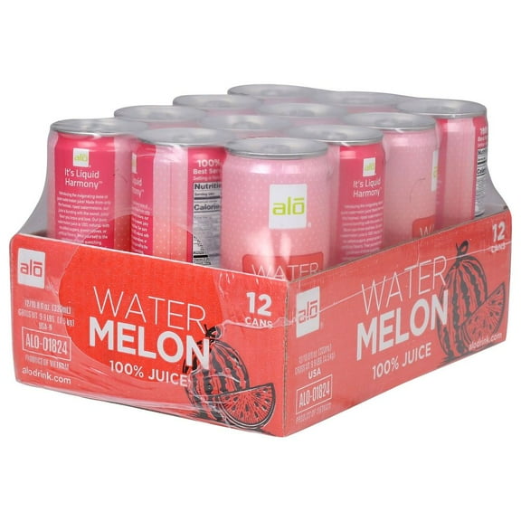Alo 100% Juice Drink with Pulp, Watermelon, 10.8 fl oz Can (Pack of 12)