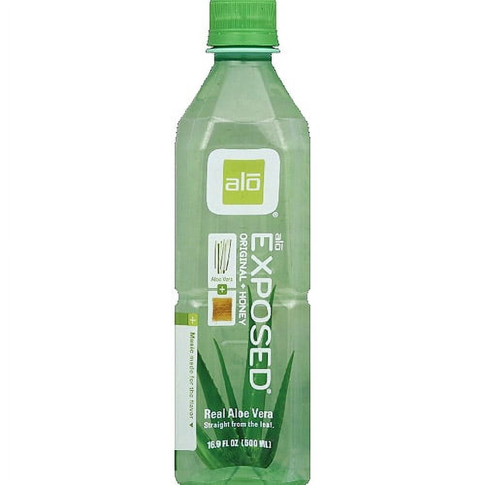 Alo Exposed Original + Honey Real Aloe Vera Drink, 16.9 fl oz, (Pack of 12)