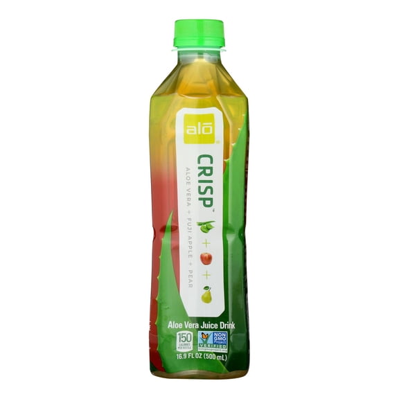 Alo - Original Crisp Aloe Vera Juice Drink - Fuji Apple and Pear - Case of 12 - 16.9 fl oz.