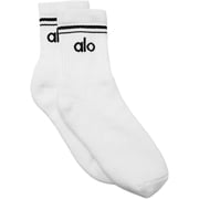 Alo Unisex Half-Crew Throwback Sock - White/Black Fits Unisex Size Medium
