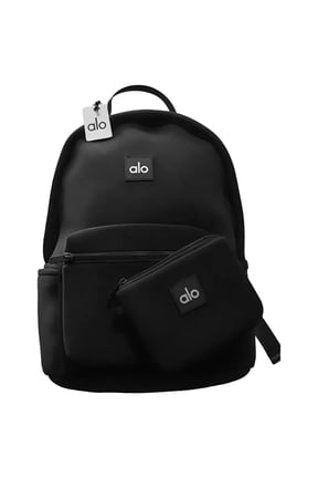 Yoga Stow Backpack in Black Neoprene with Detachable Pouch, Laptop Sleeve - Water-Resistant Sport Gym Backpack for Adults