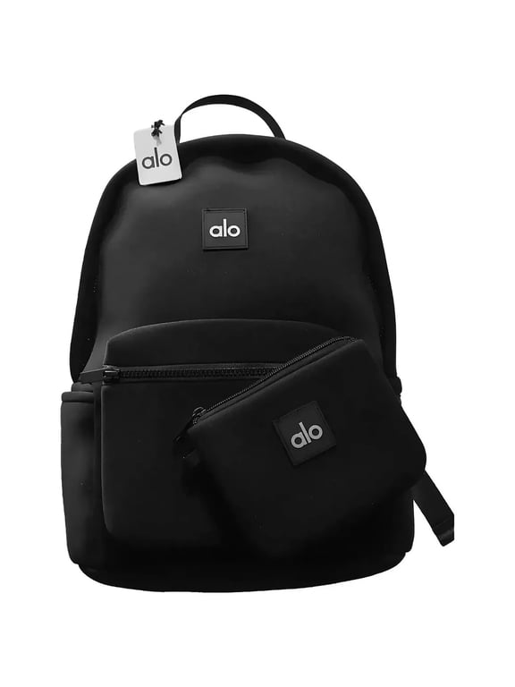 Yoga Stow Backpack in Black Neoprene with Detachable Pouch, Laptop Sleeve - Water-Resistant Sport Gym Backpack for Adults