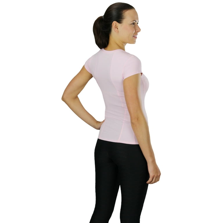 Alo Yoga Women's Mesh Back Short Sleeve Tee Athletic Top Gym Exercise Shirt  