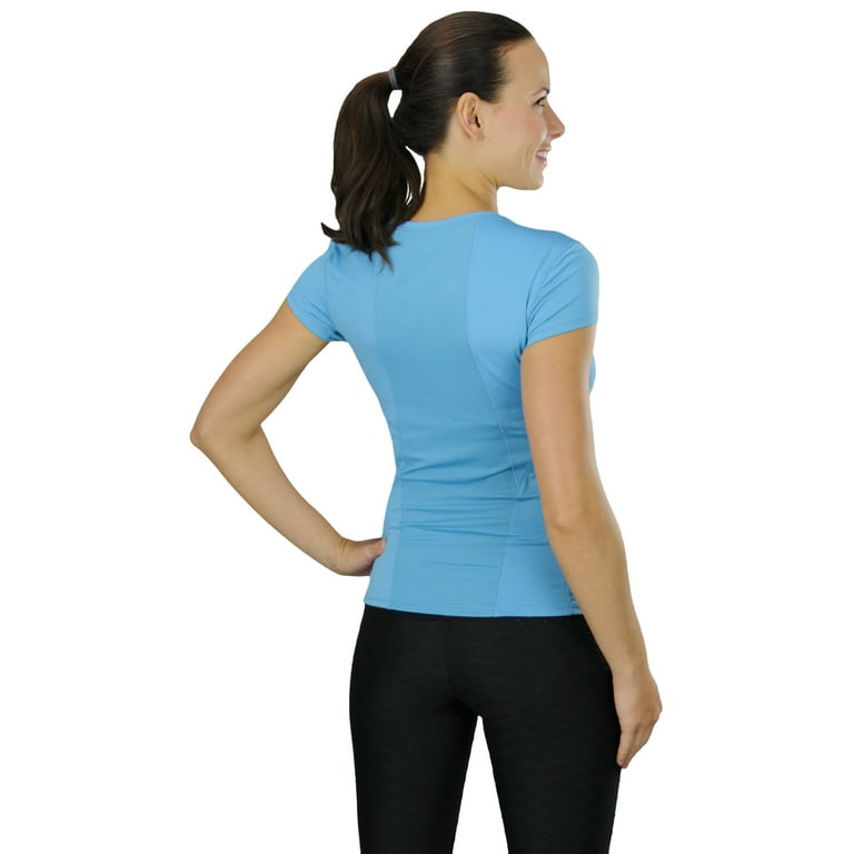 Alo Yoga Women's Mesh Back Short Sleeve Tee Athletic Top Gym