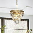 thumbnail image 1 of AloaDecor 3-Light 13" Cone Shape 4-Tier Crystal Chandelier Soft Gold Antiqued 13 to 24 Inches Brass, 1 of 5