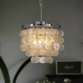 thumbnail image 1 of AloaDecor  Mese - 3 Light Coastal Capiz Shell Chandelier Chrome Polished Adjustable Chrome, 1 of 5