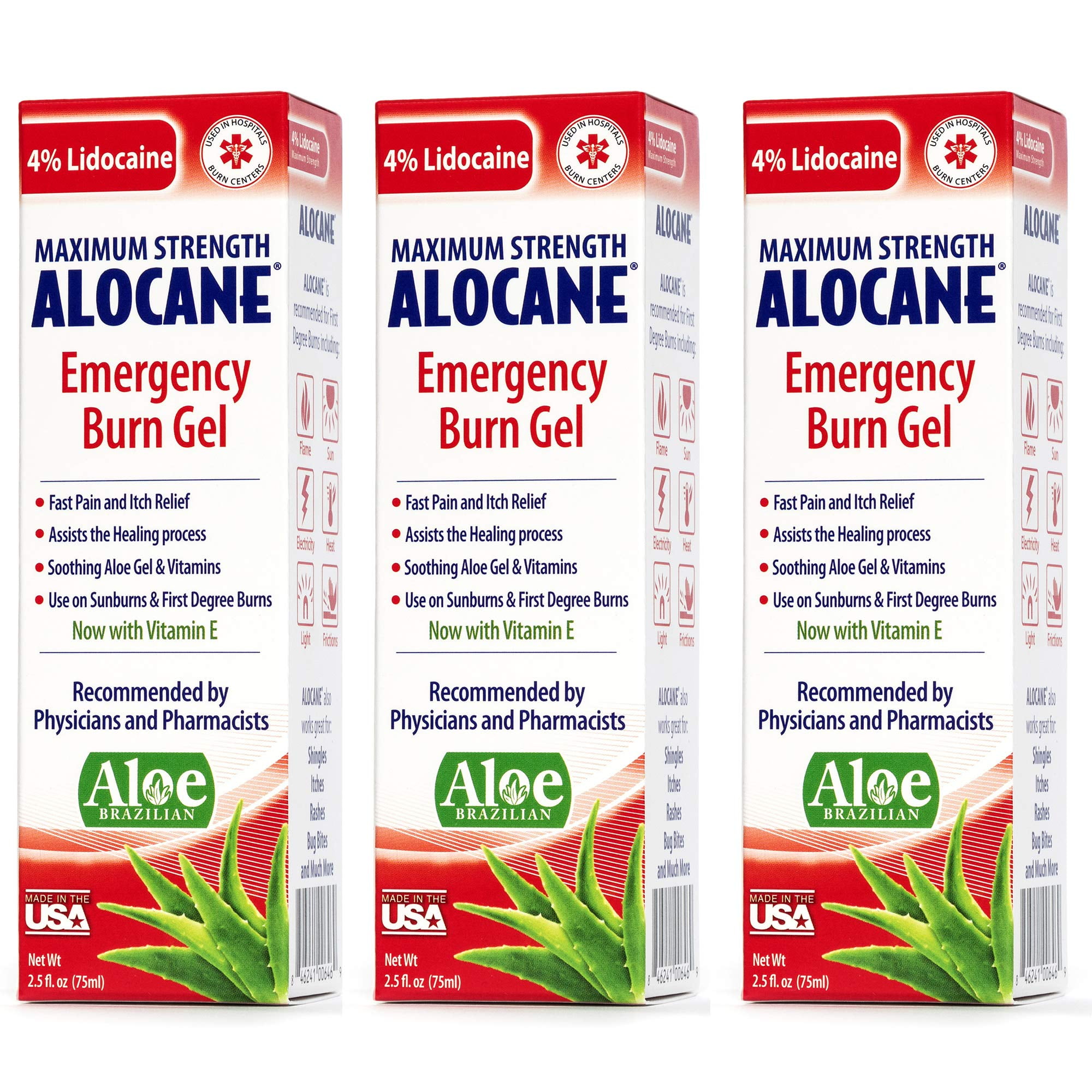 Alocane Emergency Burn Gel 4 Lidocaine Maximum Strength Fast Pain and