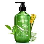 Aloderma 90% Pure Organic Aloe Vera Gel With Tea Tree Oil - Pure Aloe Vera Gel for Face - Natural Aloe Vera Gel for Sunburn Treatment, Acne, Aftershave, After Waxing - Aloe Vera Moisturizer for Face
