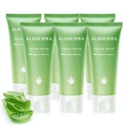 Aloderma 99% Organic Aloe Vera Gel, Bottled within 12 Hours of Harvest 114g, 4.0 oz, 6-Pack, No Sticky Residue - No Powder Concentrates or Water Added - Eco-Friendly