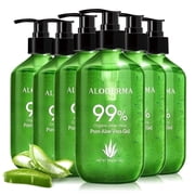 Aloderma 99% Organic Aloe Vera Gel, Bottled within 12 Hours of Harvest 300g, 10.6 oz, 6-Pack, No Sticky Residue - No Powder Concentrates or Water Added - Eco-Friendly