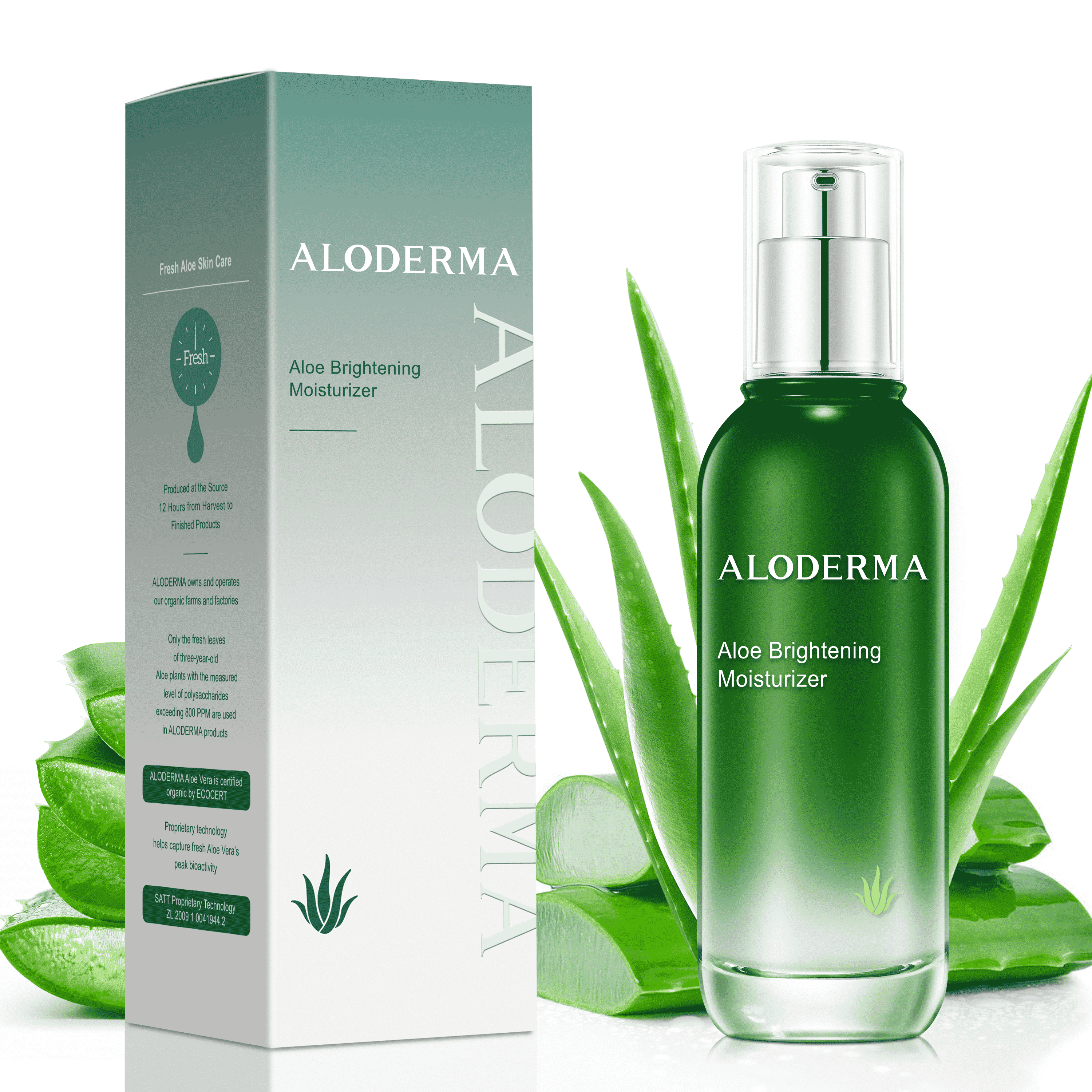 Aloderma Aloe Brightening Face Moisturizer Made with 75% Organic Aloe Vera, Face Lotion for Dry Skin for Women & Men with Antioxidants, Niacinamide & Squalane, Revitalizing Skin Lotion for Face, Neck