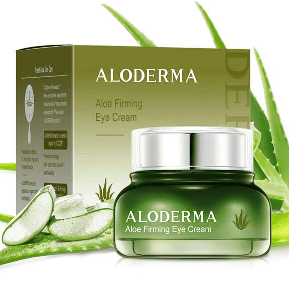 Aloderma Aloe Firming Eye Cream Made with 70% Organic Aloe Vera - Natural Daily Hydrating Eye Cream with Jojoba, Hyaluronic Acid, & Organic Aloe - Reduce Signs of Aging, Fine Lines & Wrinkles, 25g