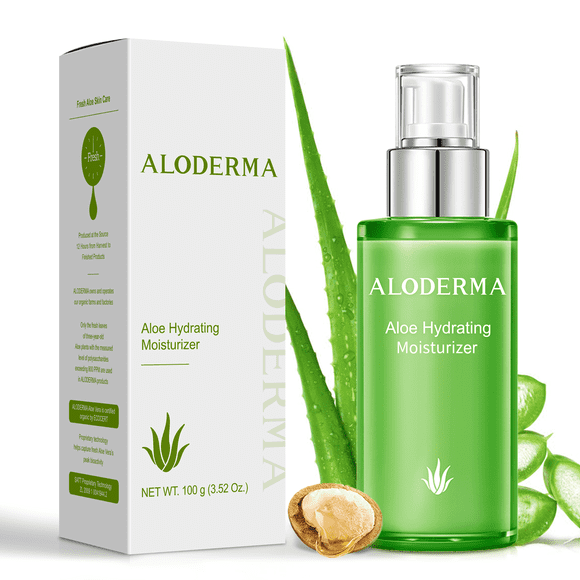 Aloderma Aloe Hydrating Face Moisturizer with 71% Organic Aloe Vera - Face Lotion for Women & Men with Hyaluronic Acid for Soft, Nourished Skin, Oil Free Moisturizer for Face, Facial Moisturizer