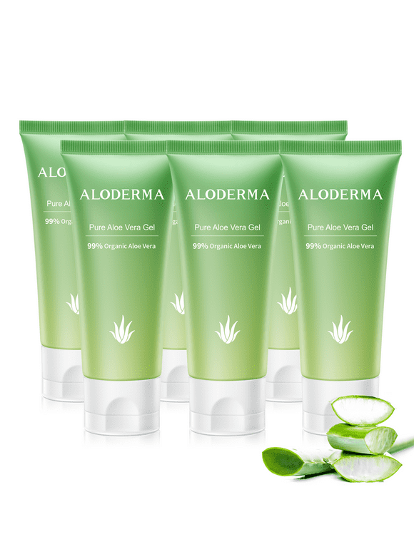 Aloderma Pure Aloe Vera Gel, 99% Organic Aloe Gel Made at the Source within 12 Hours of Harvest, Travel Size Aloe Vera Gel for Face, Scalp, Hair - Cold Pressed Aloe for Skin and Sunburn Relief - 1.5oz
