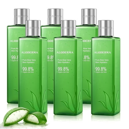 Aloderma Aloe Vera Hydrator Made with 99.8% Organic Aloe Vera, Skin Moisturizer & Toner for Oily & Combination Skin, Improves Skin Tone & Texture, 8.1oz - 6 Pack