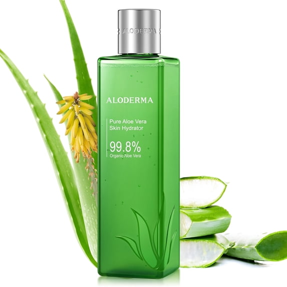 Aloderma Pure Aloe Vera Hydrator Made with 99.8% Organic Aloe Vera, Skin Moisturizer & Toner for Oily & Combination Skin, Soothing Aloe Vera, Improves Skin Tone & Texture, 8.1oz