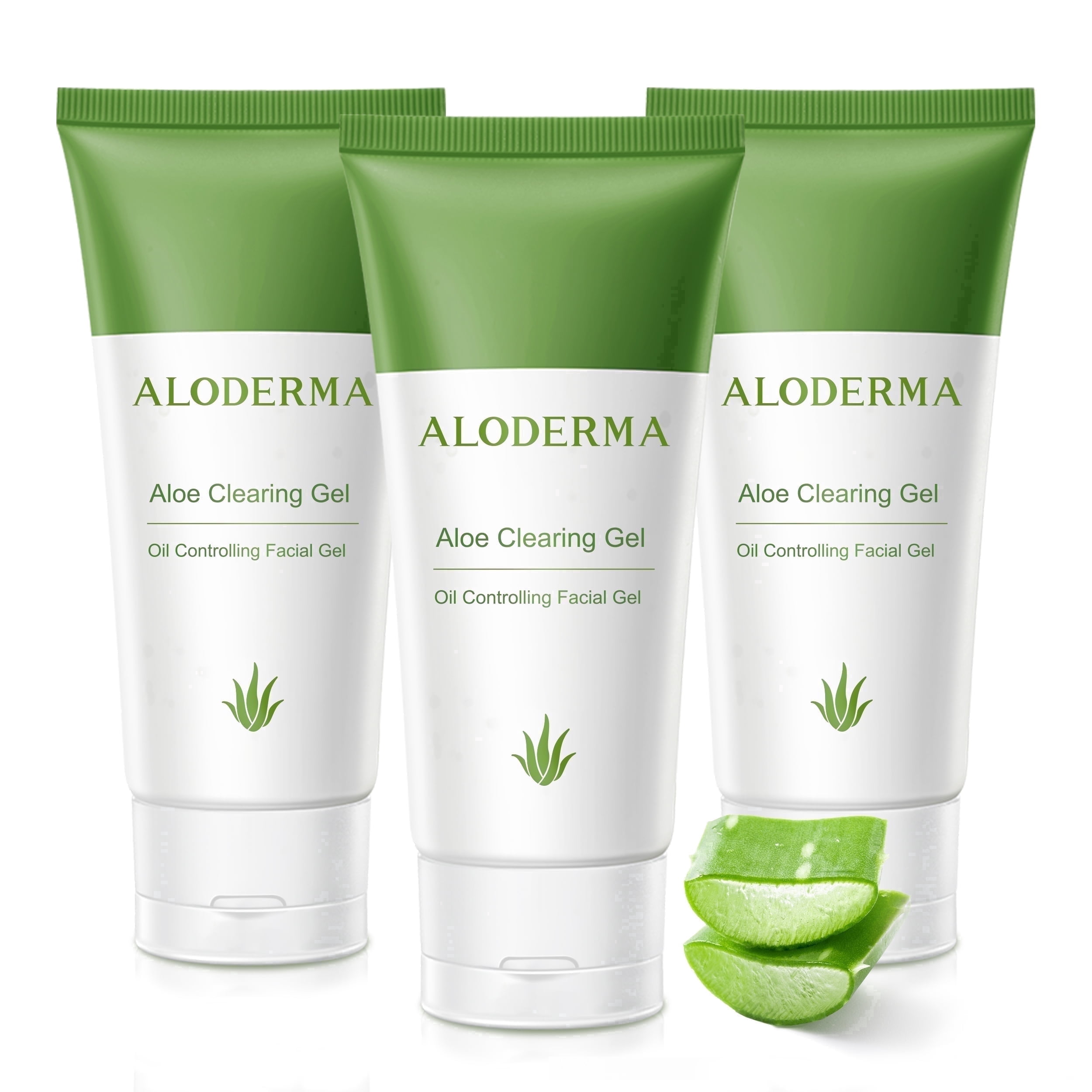 Aloderma Skin Clearing Aloe Gel 3-Pack for Acne & Blemish Prone Skin, 91% Organic Aloe Vera made within 12 Hours of Harvest + Witch Hazel, Purslane, & Sugar Kelp, Non-Drying (80g, 2.8 oz)