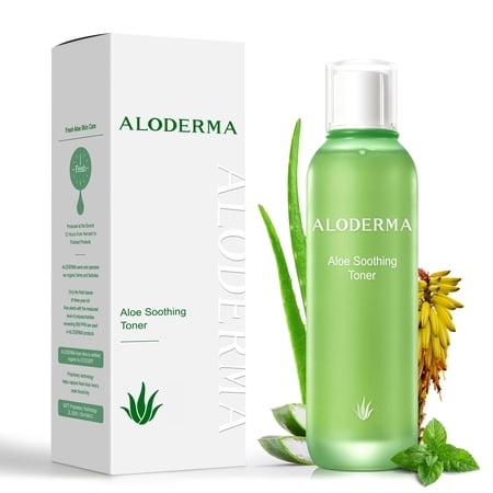 Aloderma Soothing Facial Toner with 91% Organic Aloe Vera, Alcohol Free Toner for Face for Sensitive Skin with Allantoin and Hyaluronic Acid - Natural Aloe Face Toner for Dry, Red, Irritated Skin