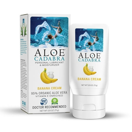 Aloe Cadabra Flavored Personal Lube, Edible Unisex Lubricant Banana Cream 2.5oz