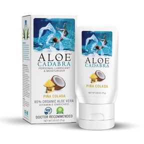 Flavored Personal Lube for Oral Use, Best Edible Sex Lubricant for Men, Women and Couples, Organic Pina Colada, Aloe Cadabra Water Based Lube 2.5 OZ