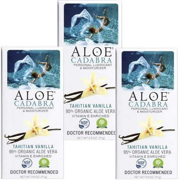 Aloe Cadabra Natural Personal Lube Edible Vegan Tahitian Vanilla 2.5 oz 3 Pack