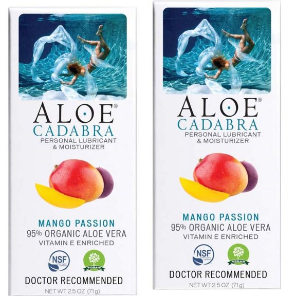 Aloe Cadabra Organic Personal Lube Vegan Edible Mango Passion 2.5 oz 2 Pack