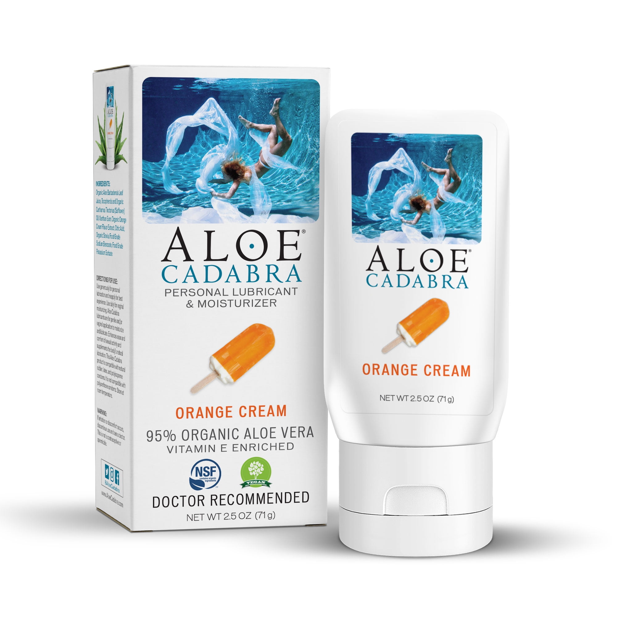 Aloe Cadabra Personal Lubricant, Orange Cream Flavored Natural Lube for Sex, Oral for Women, Men & Couples, 2.5 oz