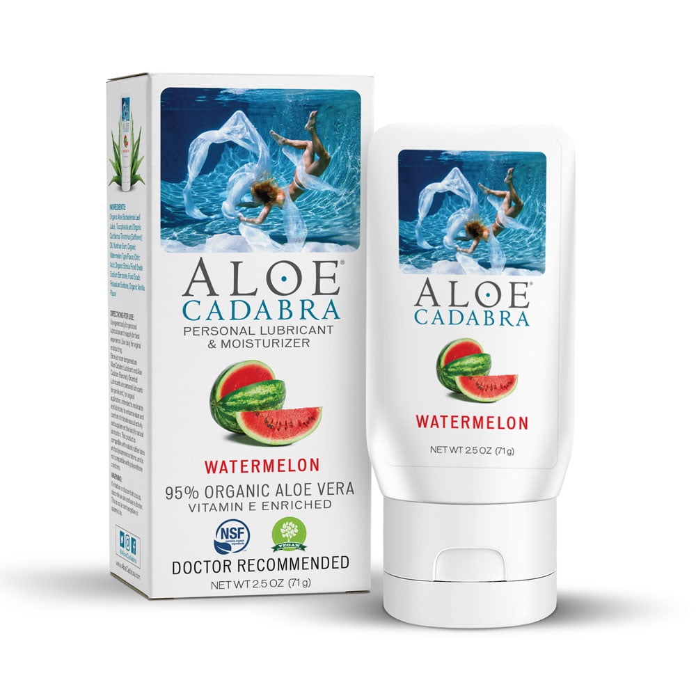 Aloe Cadabra Watermelon Flavored Personal Lube, Organic Lubricant, Best Edible Sex Lubricant, Him, 2.5 Ounce