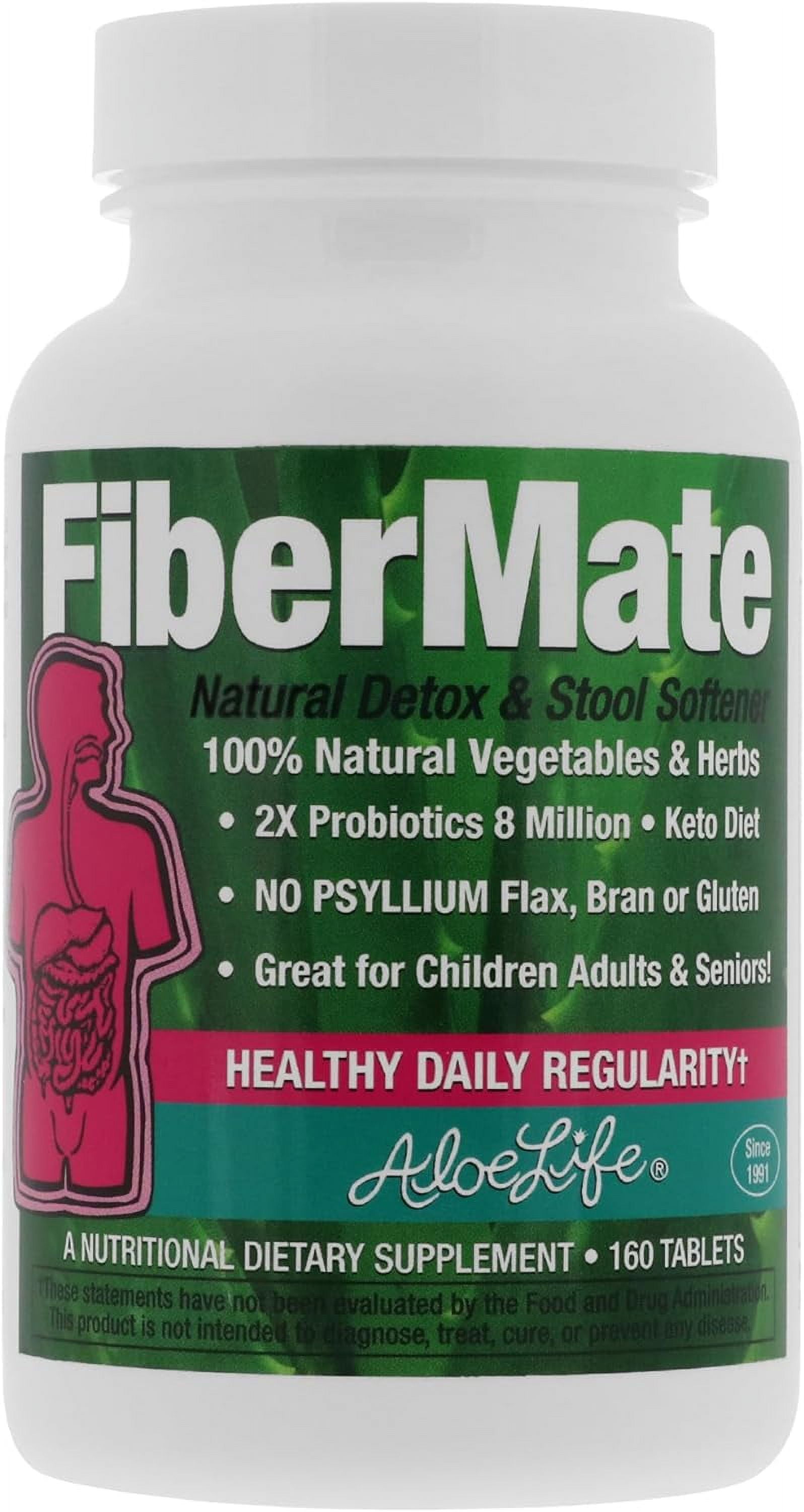 Aloe Life FiberMate Tablets, Body Detox & Stool Softener, Contains