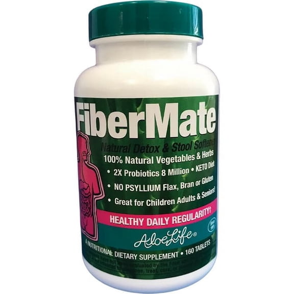 Aloe Life Fiber Mate Tablets, Natural Detox & Stool Softener - 160 tabs