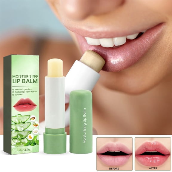 Aloe Lip Balm - Hydrating Organic Lipstick, Moisturizing Sheer Color, Soft Glossy Shine, Vegan Natural Ingredients, Daily Lip Care, Travel Friendly 4.7G, Gift for Women, Christmas Makeup Organizers