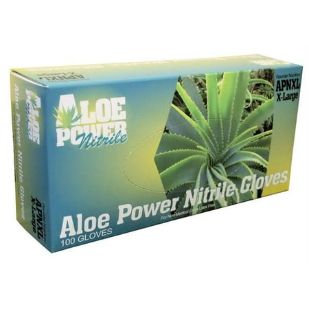 Atlantic Safety AloePower APN-XXL Powder-Free Nitrile Gloves, XX-Large, 100-Pack