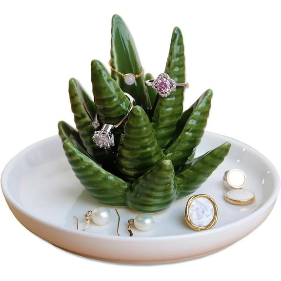 Aloe Ring Holder,Cactus Ring Dish,Jewelry Holder Trinket Tray for Rings Organizer