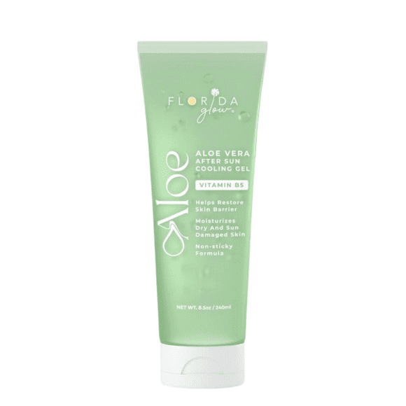 Florida Glow Aloe Vera After Sun Cooling Gel with Vitamin B5, Sunburn Relief and Skin Soothing