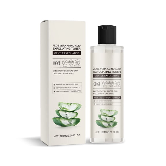 Aloe Vera Amino Acid Exfoliating Toner, Gentle Exfoliating, Improves Dry & Rough Skin, Softens Dead Skin Cells, Cleans Surface Dirt, Non-Sticky & Non-Greasy, All Skin Types, for Women & Men