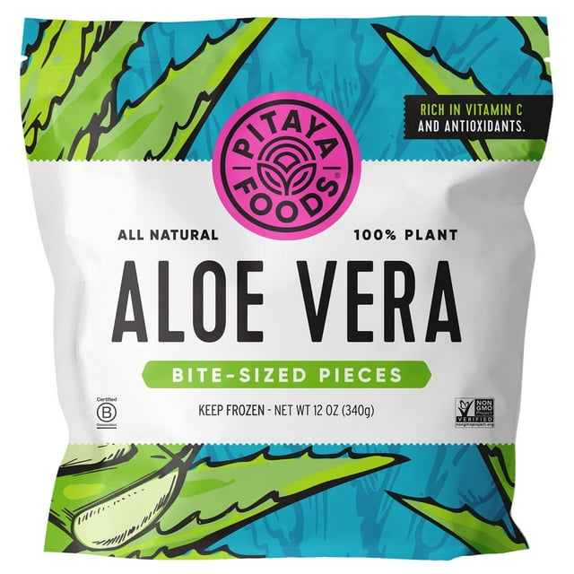 Aloe Vera BiteSized Pieces, PrePackaged Frozen Cubes, No Added Sugar or