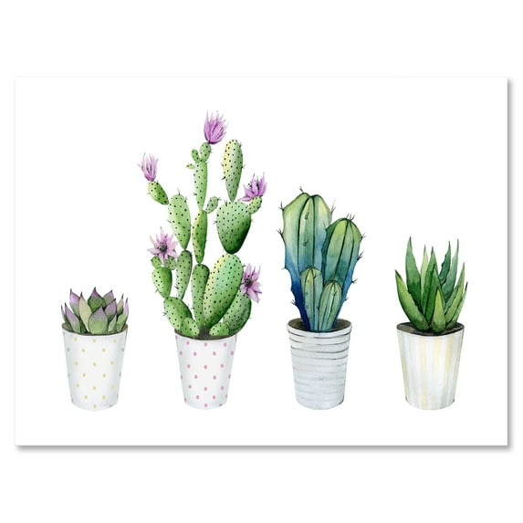 Aloe Vera Cactus Succulent Home Plants In The Pots 8 in x 12 in Painting Canvas Art Print, by Designart