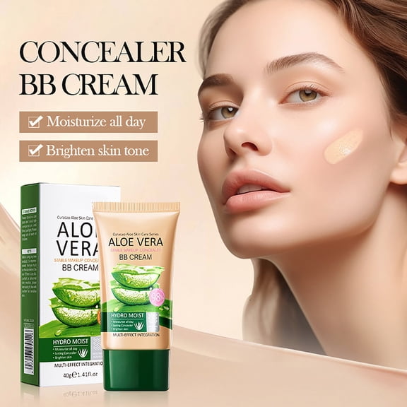 Aloe Vera Concealer BB Cream, 40g Hydro Moist Long-Lasting Coverage, Moisturizing All Day & Brightens Skin Tone, Multi-Effect Natural Finish Foundation for All Skin Types, Ivory White