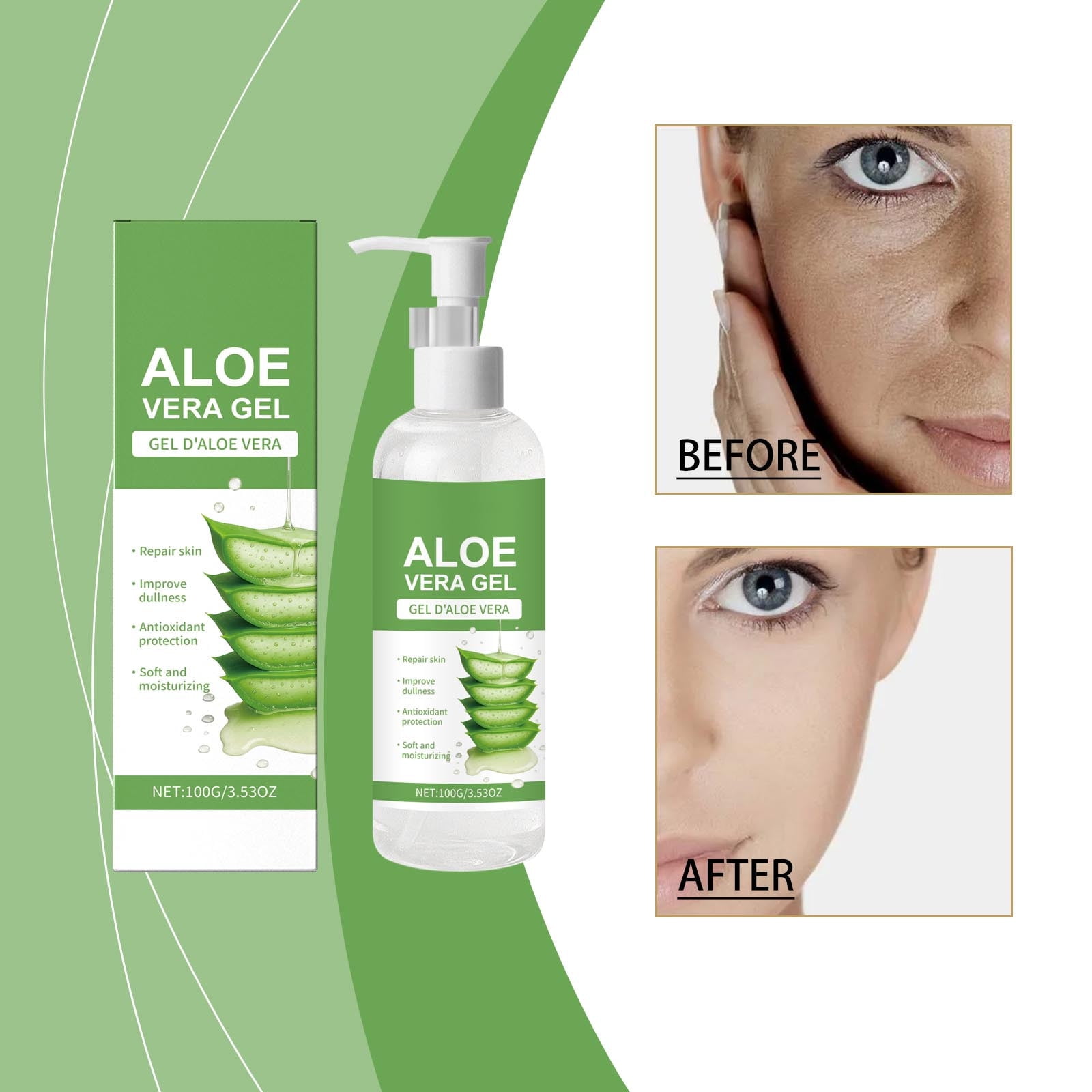 Aloe Vera Gel 100g - Calming & Nourishing Moisturizer for Face, Hair & Body  After-Sun Skin Repair for Dry, Stressed Skin, Sunburn & Tan Relief, Non-Greasy Hydrating Gel for Sensitive Skin