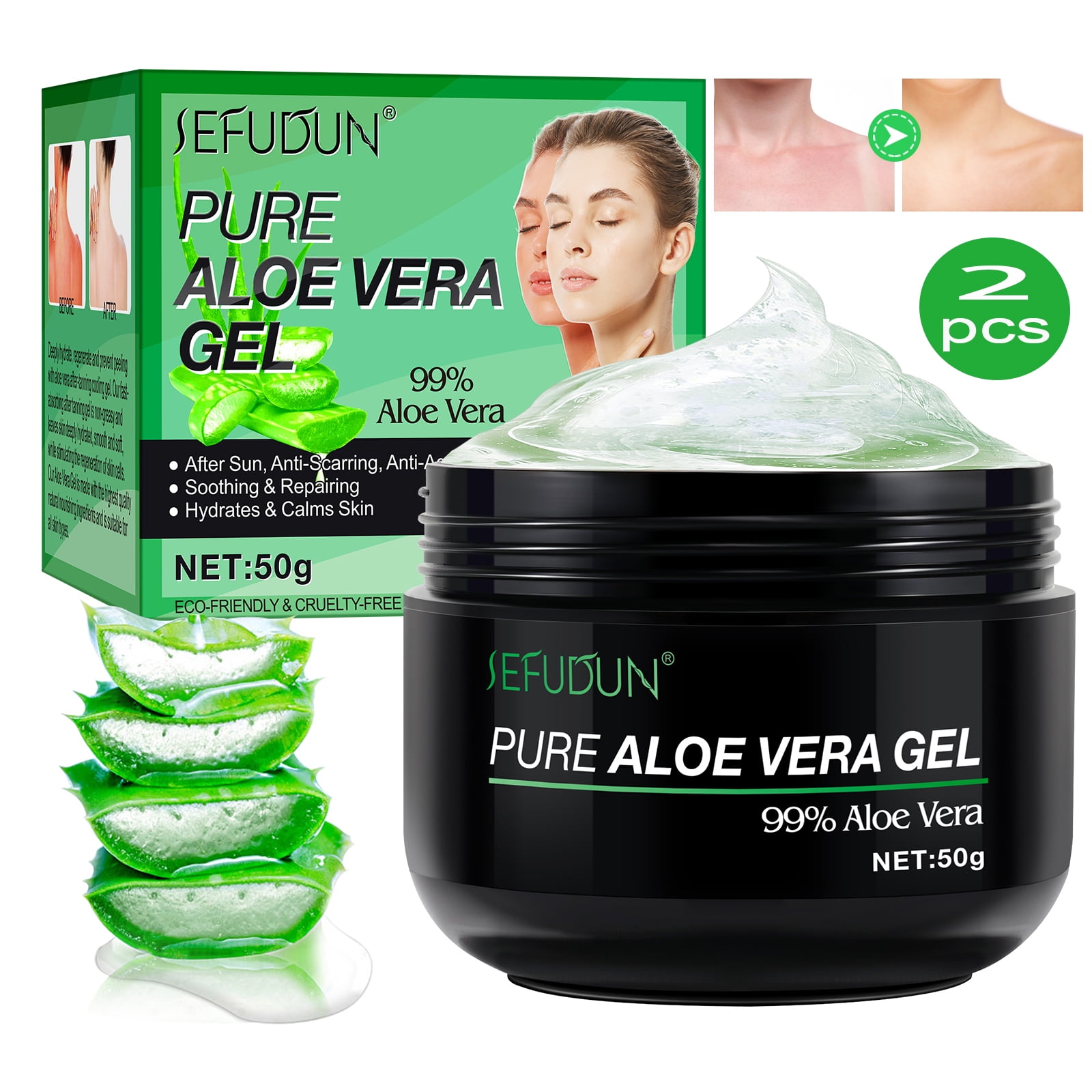 100% Pure Aloe Vera Gel - 300ml For Face, Skin, Hair & Sunburn Relief, Made In Korea