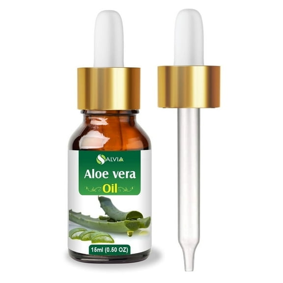 Aloe Vera Oil Therapeutic Premium Oil with Dropper by Salvia in Amber Glass Bottle 100% Natural Pure Undiluted Cold Pressed Aromatherapy Carrier Oil (15 ML with Dropper)