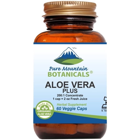 Aloe Vera Plus Capsules. 200:1 Extract. Kosher Organic Dried Aloe Vera Gel, Marshmallow Root, Slippery Elm