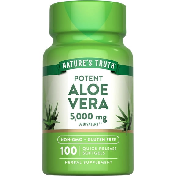 Aloe Vera Softgels | 5000mg | 100 Count | For Men and Women | by Nature's Truth