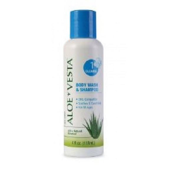 Aloe Vesta Body Wash and Shampoo, 4 ounce Flip Top Bottle, Floral/Aloe Scent, CHG Compatible, 1 Count
