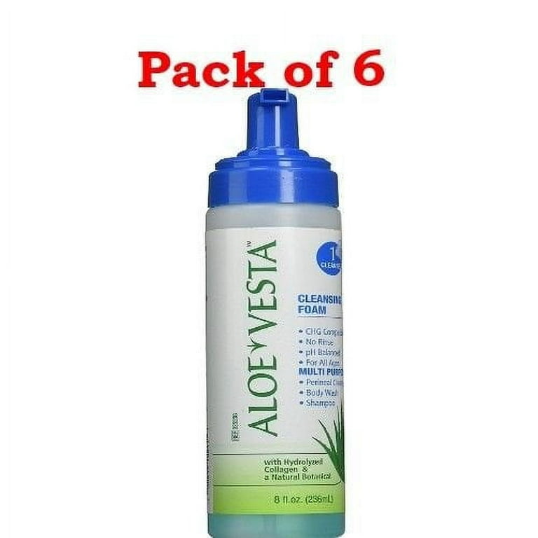 Aloe Vesta Cleansing Foam Rinse-Free Body Wash Pump Bottle 8 oz, 6-Pack