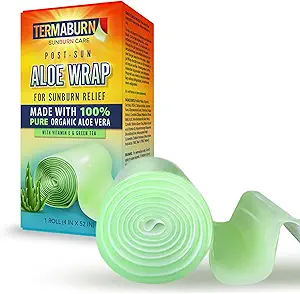 Aloe Wrap for Sunburn Relief  Hydro-Gel Aftersun Treatment with 100% pure aloe vera Gel | Second Skin aloevera gel for burns and peeling irritation | Great for Tattoo Aftercare and Sun Care